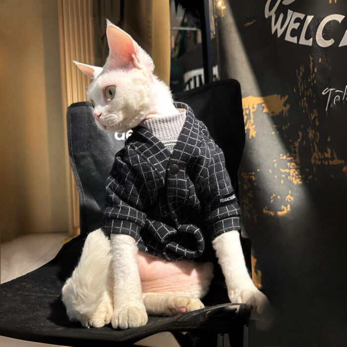 2 Checkered cotton cardigan jacket